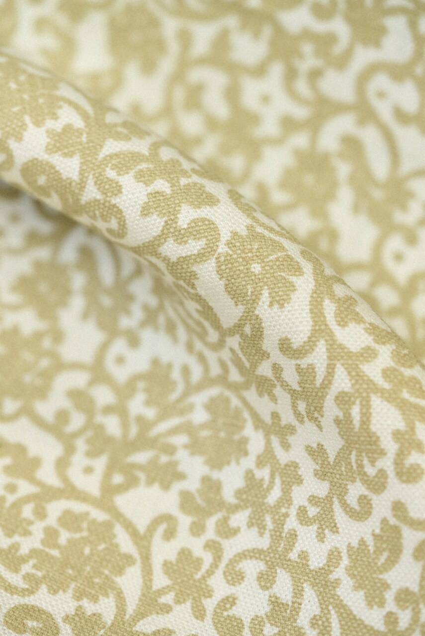 1 Yard Old Europe Sage Print Pure Linen Fabric Heavyweight Printed 58 Inch Width